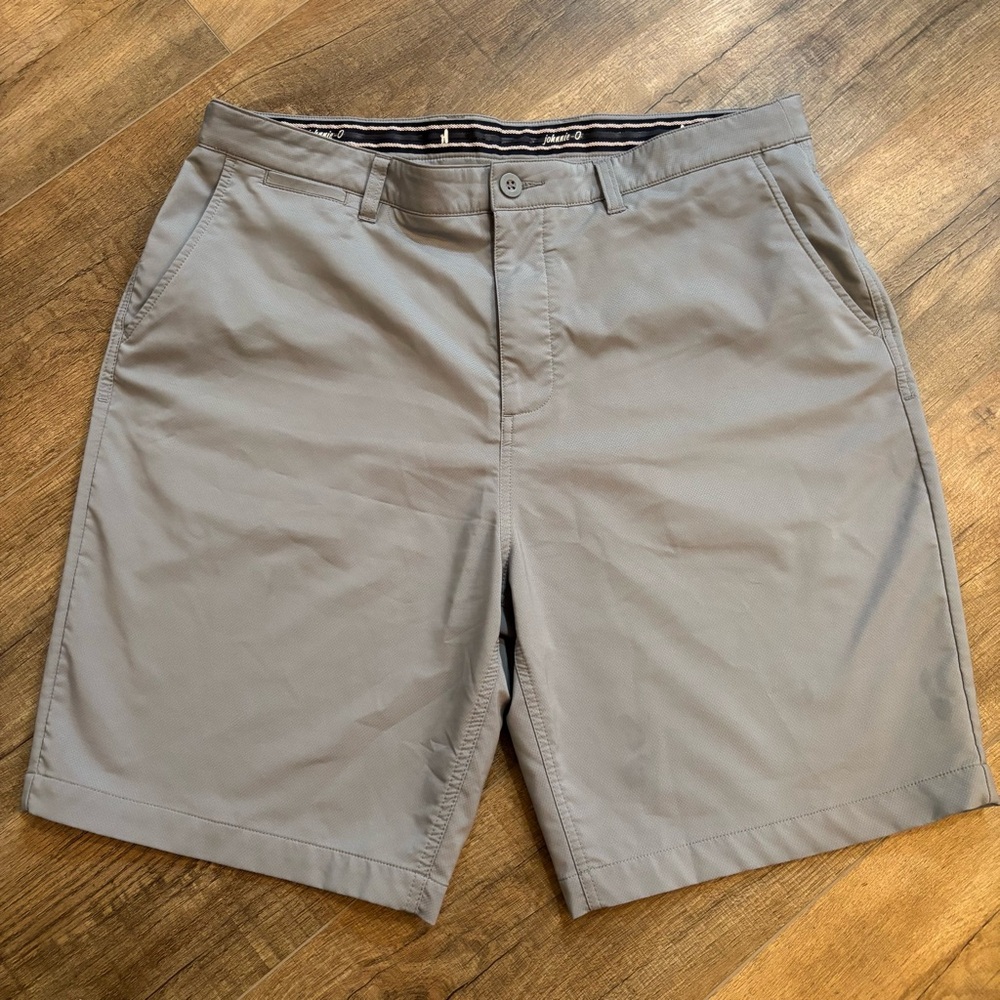 johnnie-O Mens Sz 38 Gray Flat Front Shorts Golf Outdoor Resortwear Dress Shorts